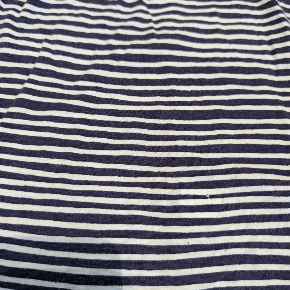 Ann Taylor Loft blue & white stripped sleeveless shirt with smocked neckline, - Picture 2 of 11